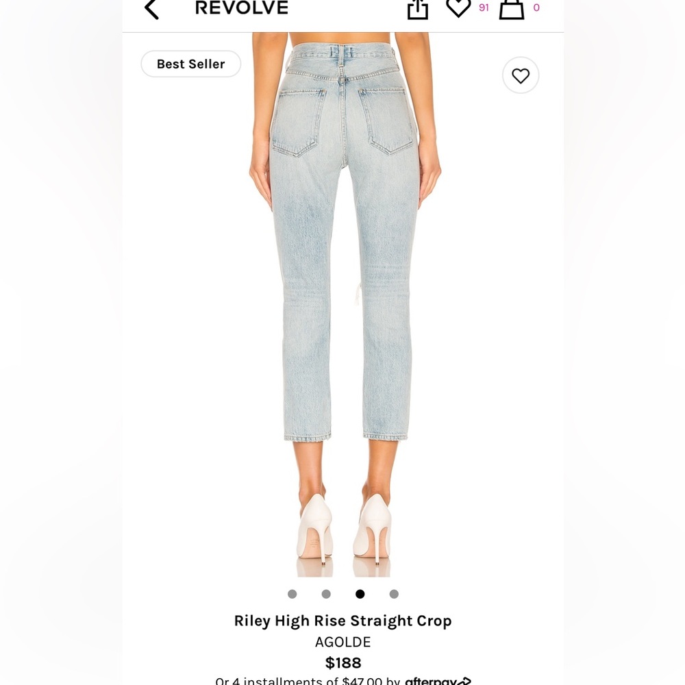 RILEY HIGH RISE STRAIGHT CROP AGOLDE JEANS SIZE 25